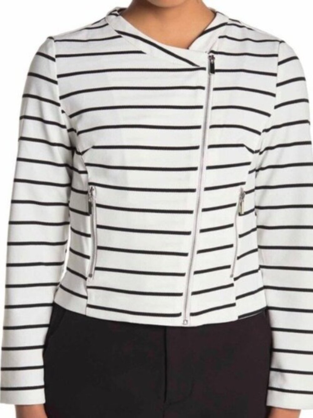 NWOT Nordstrom Bagatelle Collection | Women's Zip Moto Stripe Jacket XL